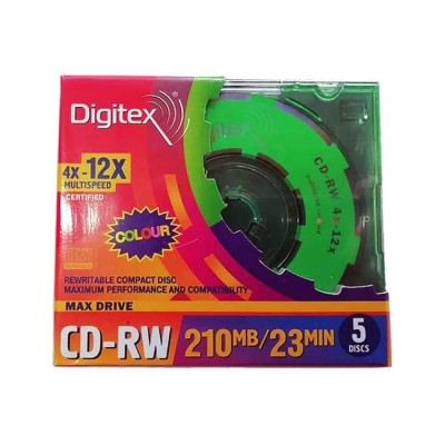 компактдиск Digitex CD-RW 8см. 210Mb 12x Color, 5шт.