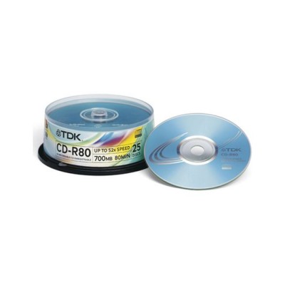 компактдиск TDK CD-R 80 52x, Cake Box/25