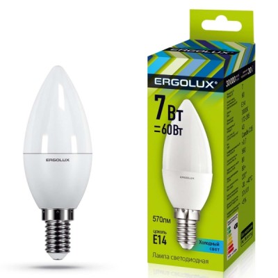 Ergolux LED-C35-7W-E14-3000K (7Вт=60Вт.,172-265V свеча)