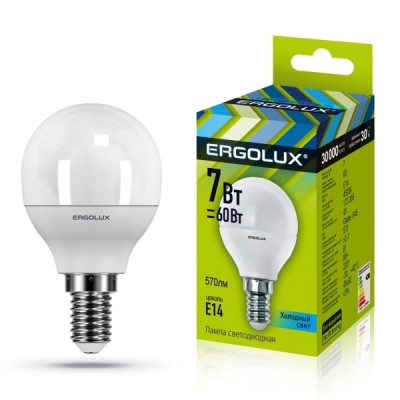 Ergolux LED-G45-7W-E14-4000K (7Вт=60Вт.,172-265V, шар)