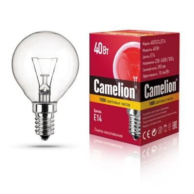 лампа MIC Camelion 40/D/CL/E14 (шарик, прозрачная)