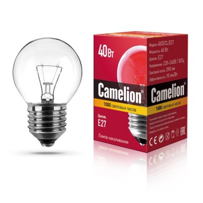 лампа MIC Camelion 40/D/CL/E27 (шарик, прозрачная)