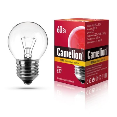 лампа MIC Camelion 60/D/CL/E27 (шарик, прозрачная)